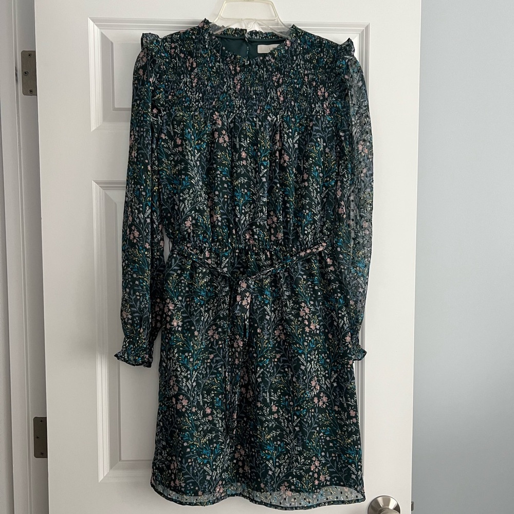 LOFT smocked ruffle dress - size 2 NWT